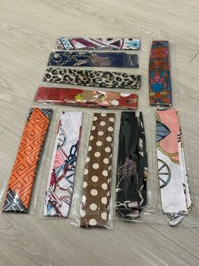 Twilly Satin Scarf Set of 10 #6—Various Patterns and Colors